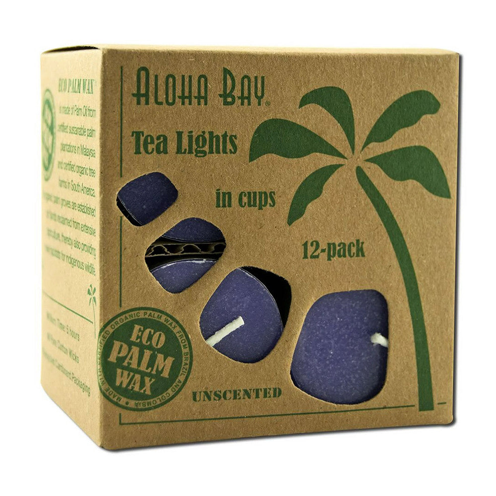 Aloha Bay Tea Light Unscented Candles, Violet, 12 Ea